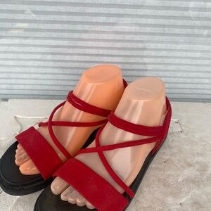 Vagabond Shoemakers Izzy strappy sandal in red leather Sling Strap Sandals SZ 8
